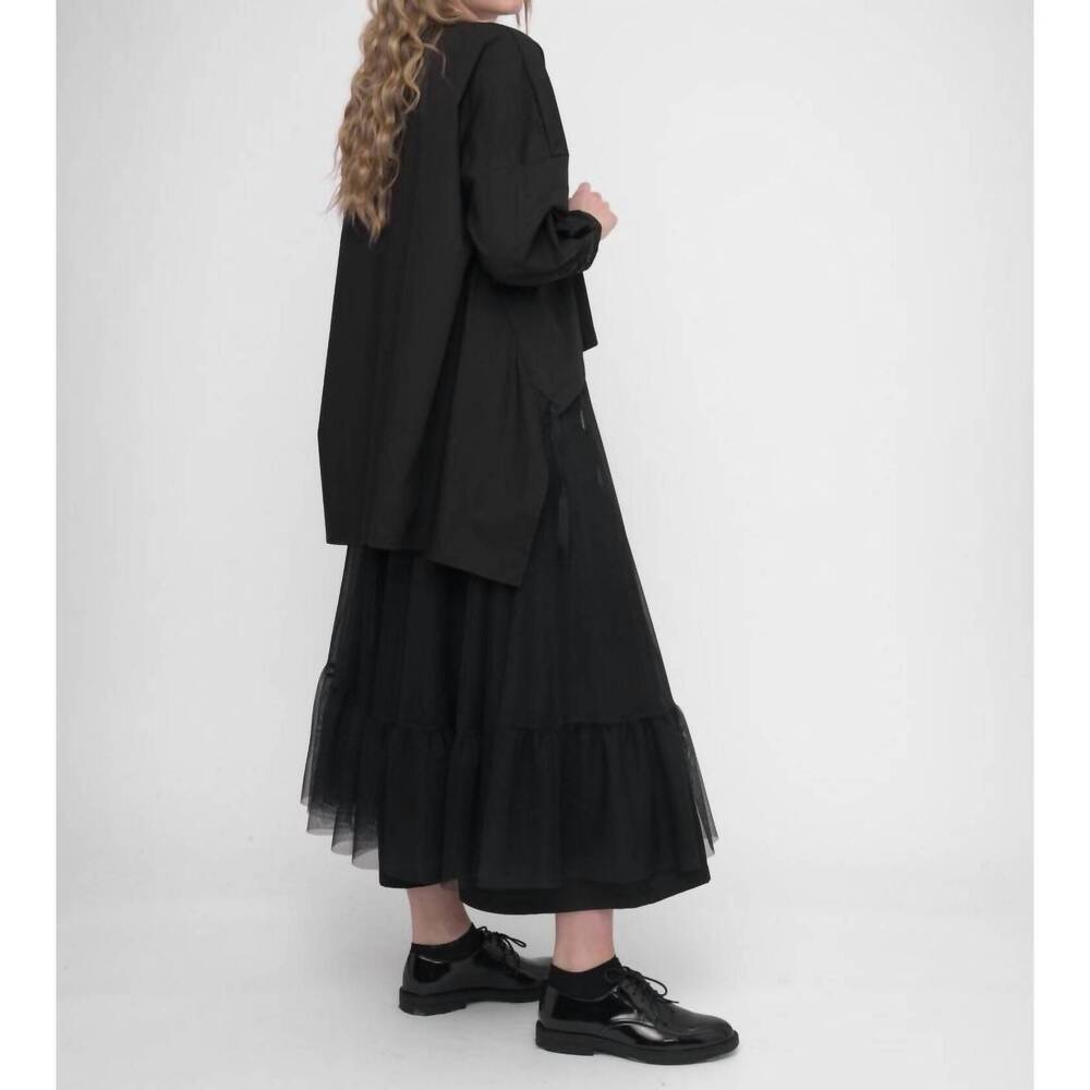 NEW BACI v-neck buttoned long sleeve shirt in black - Picture 3 of 4